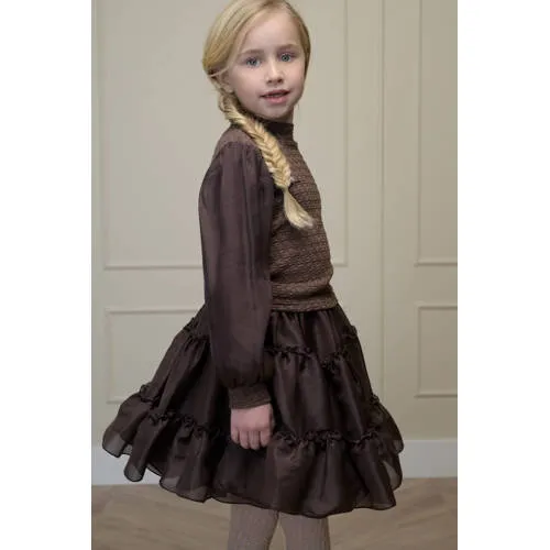 Le Chic semi-transparante blousetop donkerbruin, foto 4