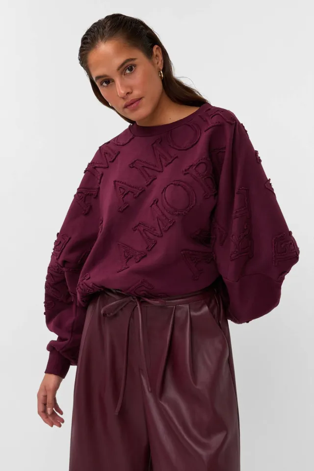 AMAYA Amsterdam katoenen sweater met print - donkerrood, foto 3