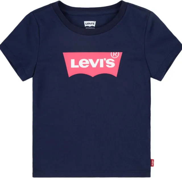 Levi's T-shirt Batwing met logo donkerblauw/roze, foto 2