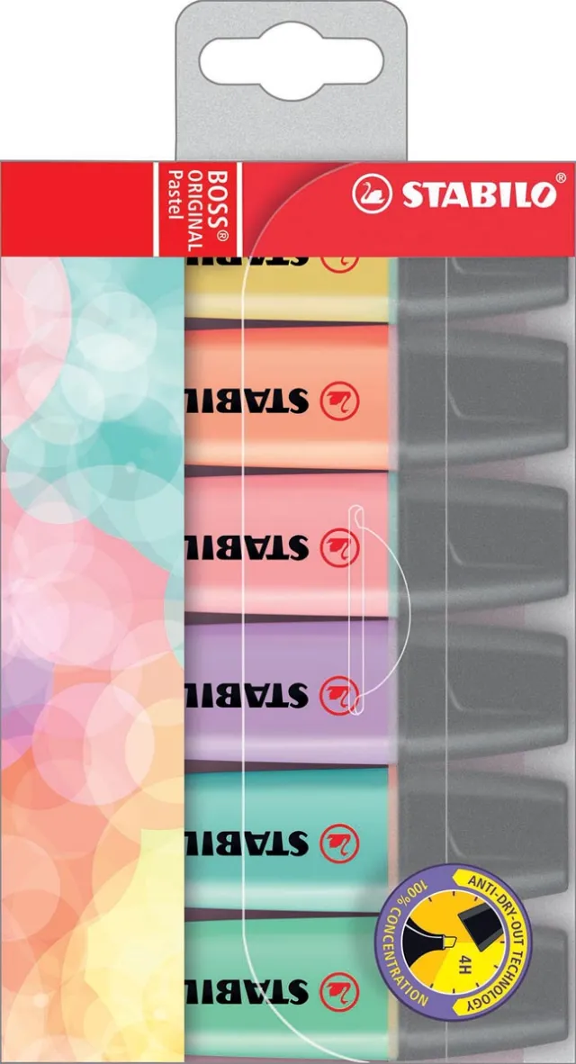 Stabilo Markeerstift stabilo boss original 70/6 pastel Assorti etui geel
