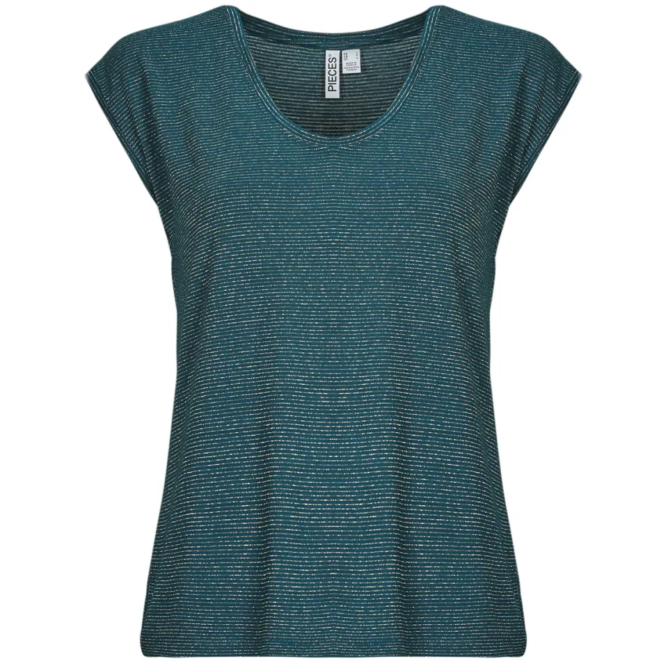 Pieces PCBILLO top blauw met lurex, foto 2