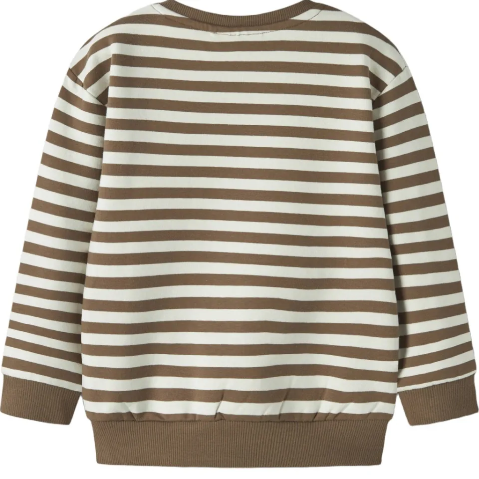 NAME IT MINI gestreepte sweater met borduursels - bruin/wit, foto 2