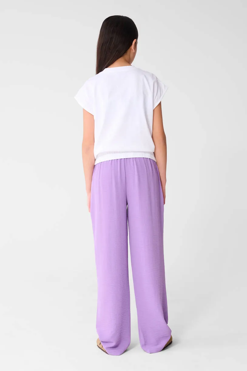 Shoeby high waist casual broek paars met textuur, foto 4