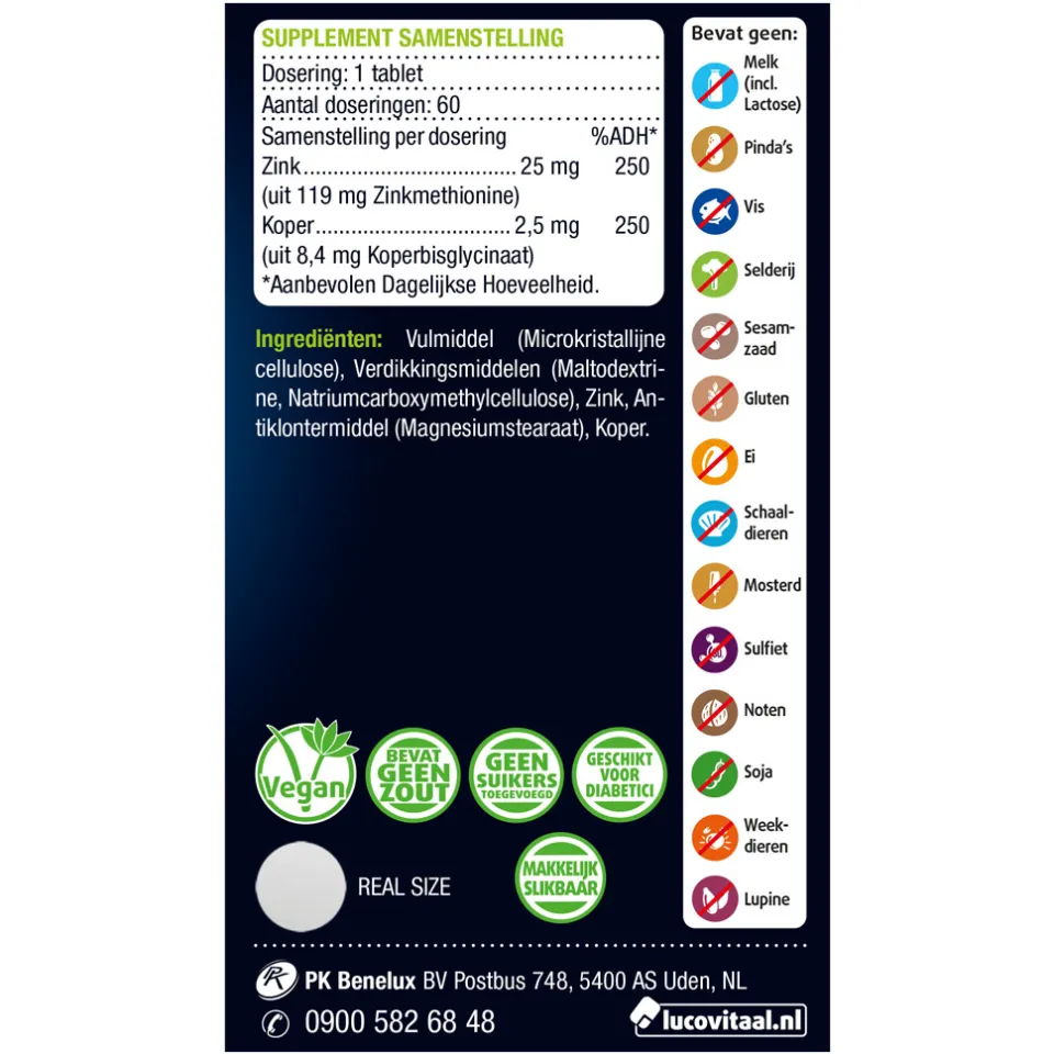 Lucovitaal Zink Methionine & Koper tabletten, foto 3
