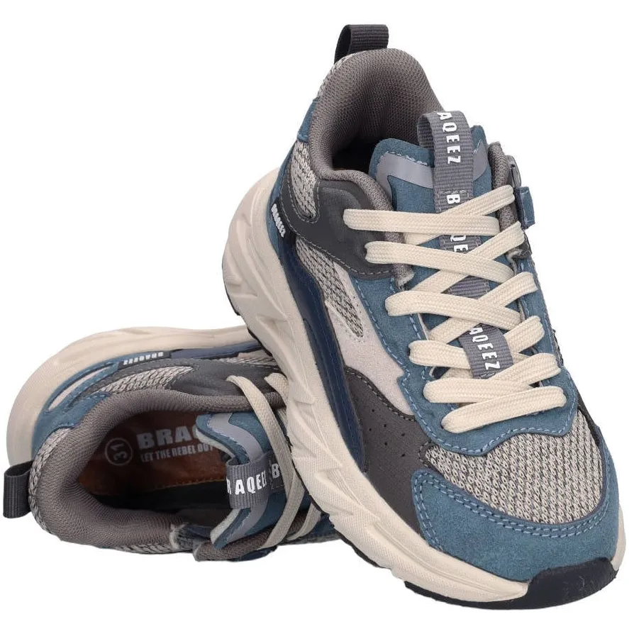 Braqeez Matteo chunky suède sneakers - blauw/grijs, foto 6
