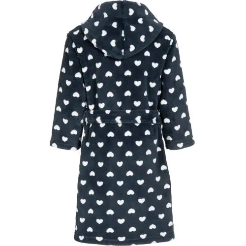 Playshoes fleece badjas Hearts met hartjes donkerblauw/wit, foto 4