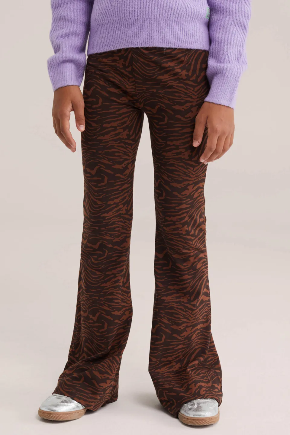 WE Fashion flared leggings zwart/bruin (set van 2), foto 4
