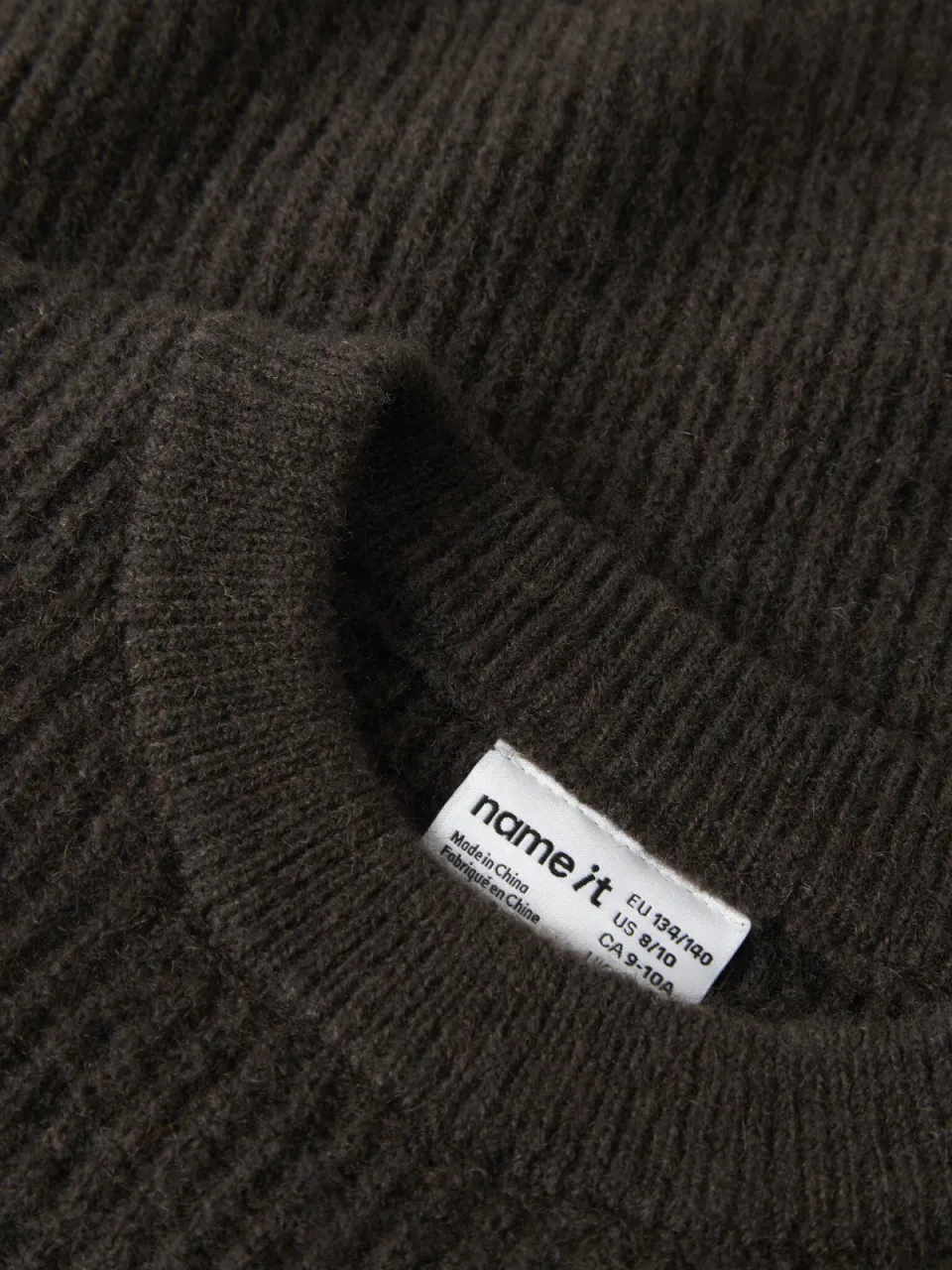 NAME IT KIDS oversized gebreide trui met wol - donkerbruin, foto 4