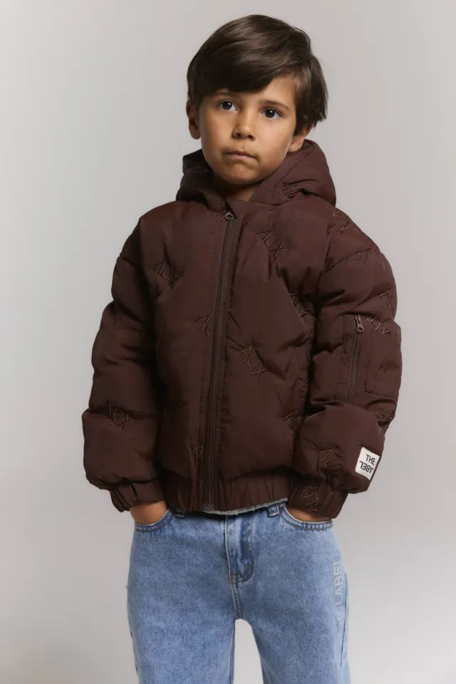 Alix The Label Alix Mini winterjas met logo - bruin