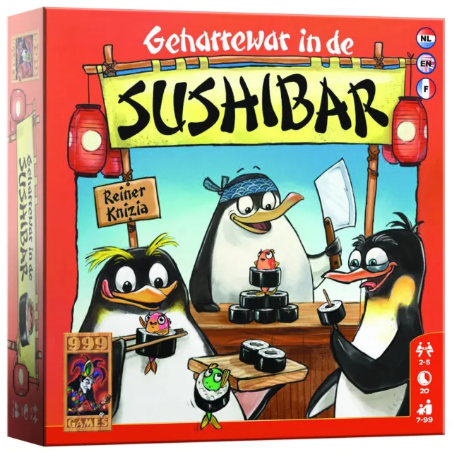 999 Games Geharrewar in de Sushibar dobbelspel
