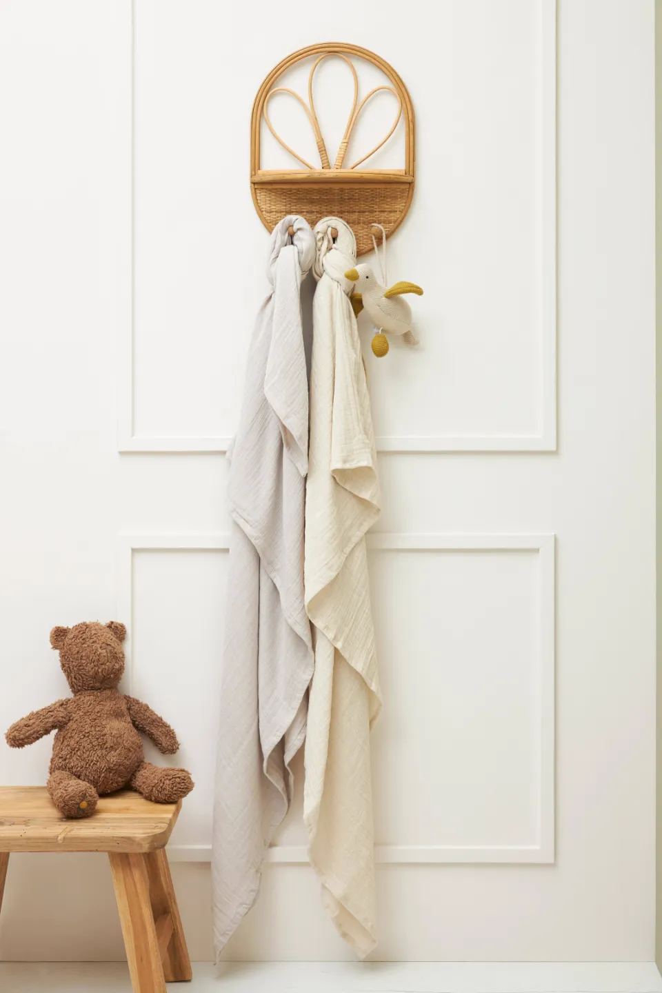 Meyco pre-washed hydrofiele swaddle inbakerdoek soft sand/greige, foto 2