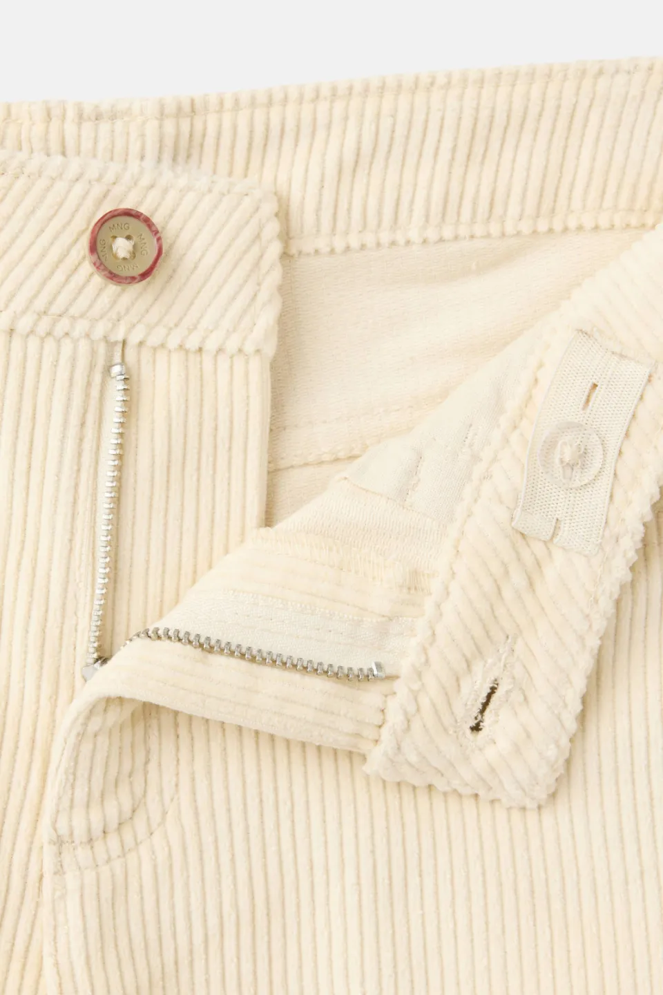 Mango corduroy straight leg broek ecru, foto 3