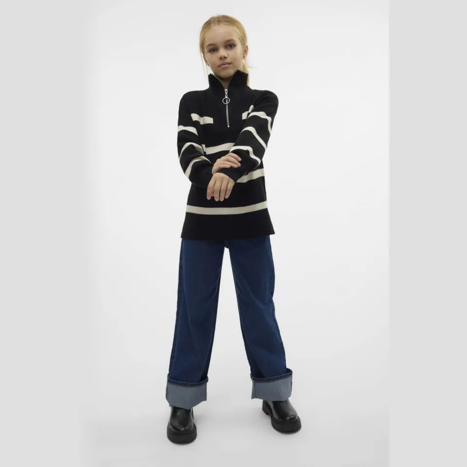 Vero Moda GIRL schipperstrui zwart gebreid Zwart/ecru