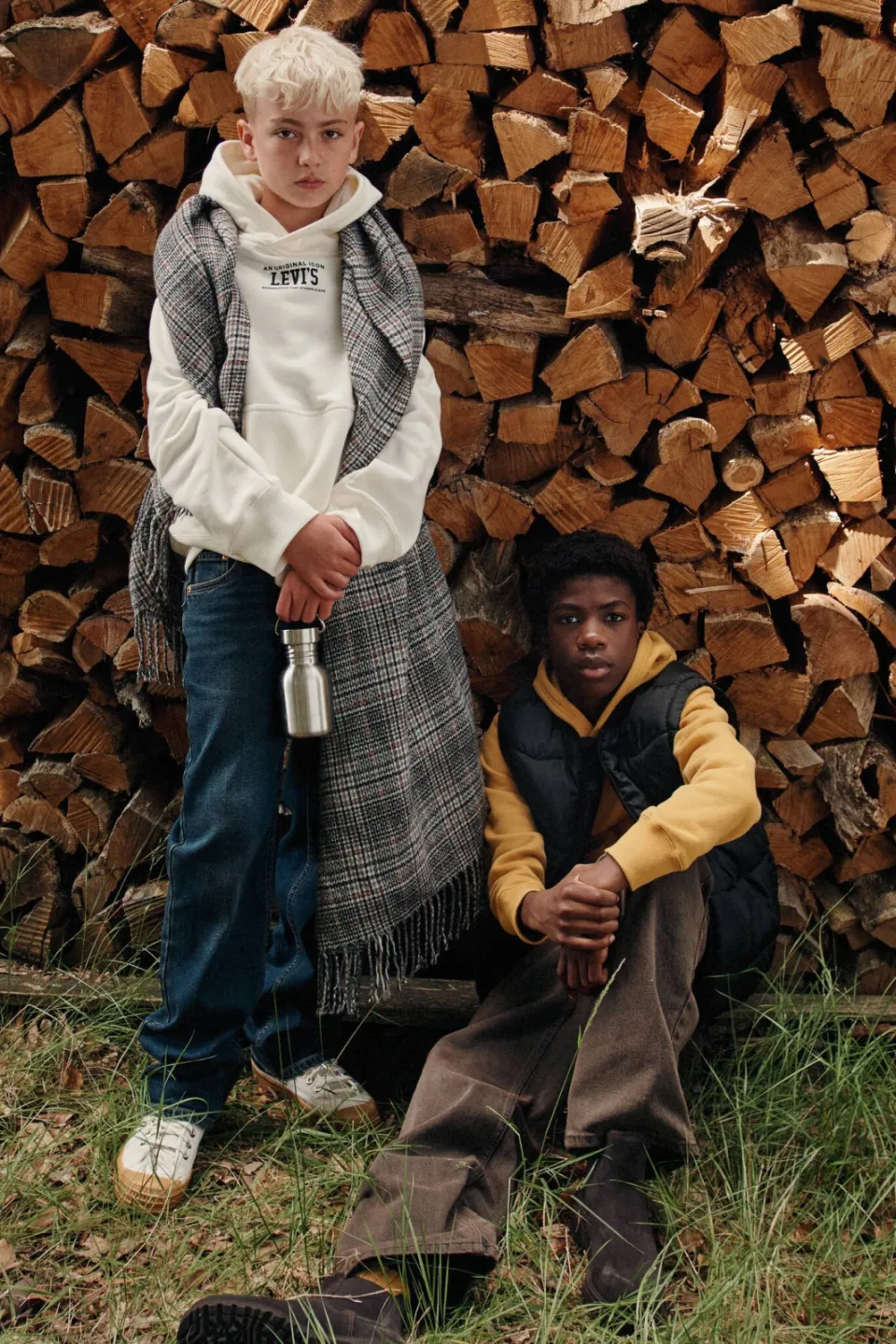 Levi's Kids hoodie met backprint - ecru, foto 8