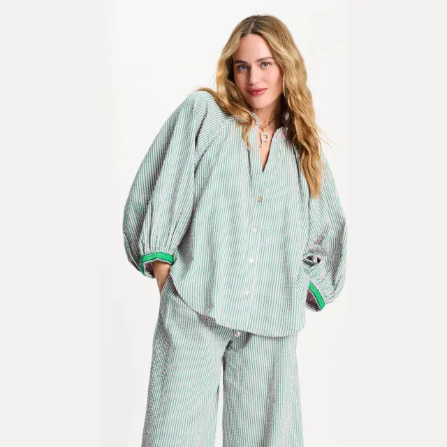 POM Amsterdam gestreepte blouse groen, foto 4