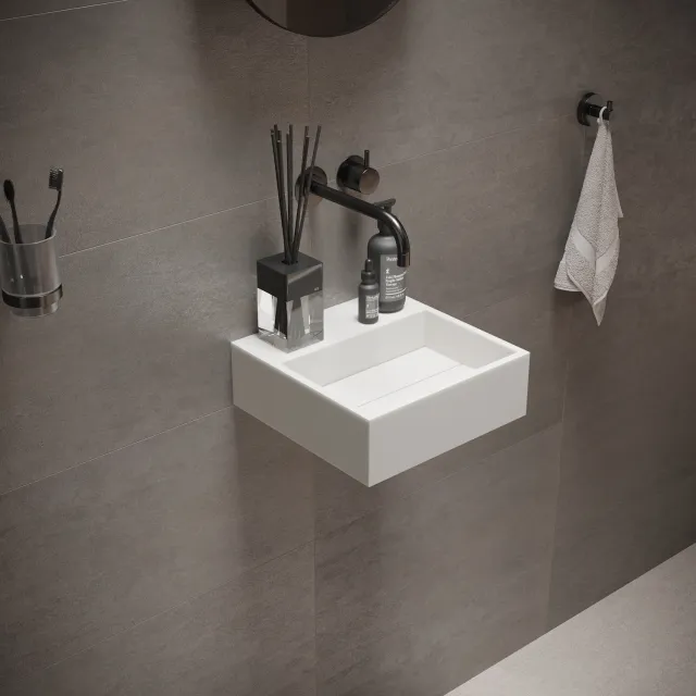 Fontein Ideavit Solidcube 30x30x10 cm Solid Surface Mat Wit