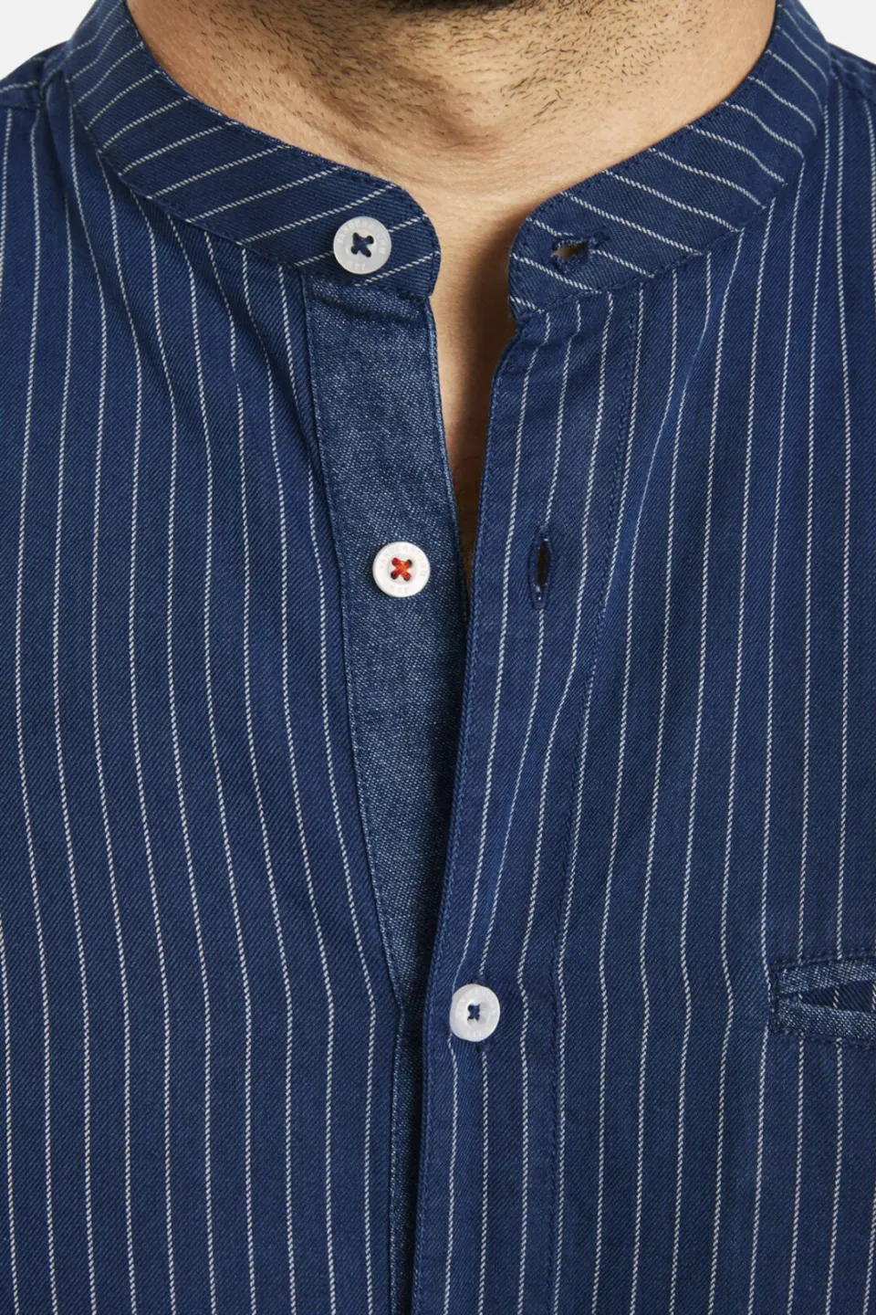 Jan Vanderstorm +FIT Collectie gestreept regular fit overhemd NALLE Plus donkerblauw, foto 4