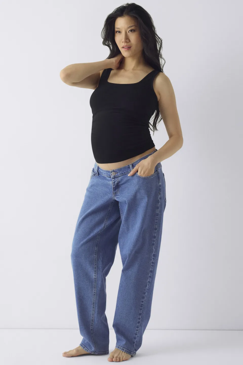 Only MATERNITY Olmluma low waist zwangerschaps straight leg jeans medium blue denim