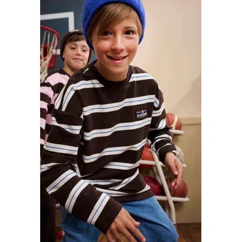 Z8 Benjiro longsleeve donkerbruin donkerbruin/wit/blauw, foto 4