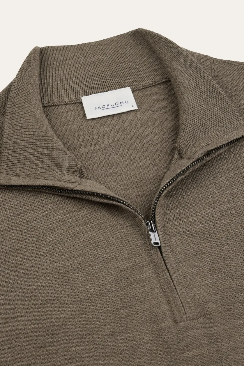 Profuomo wollen regular fit gebreide gemêleerde trui - bruin, foto 4