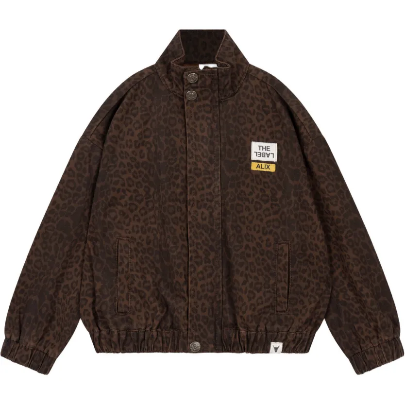 Alix The Label Mini katoenen tussenjas met panterprint bruin, foto 3