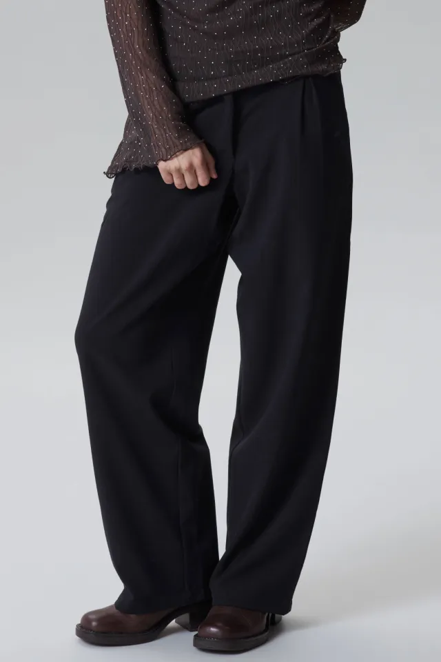 LMTD wide leg broek met plooien zwart, foto 5