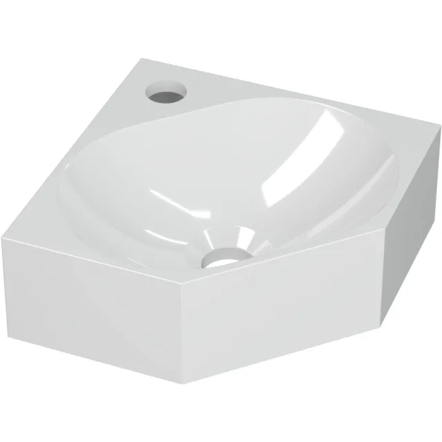 Ink Hoekfontein INK Matrix Polystone 1 Kraangat 27 x 27 x 10 cm Glans Wit 340434