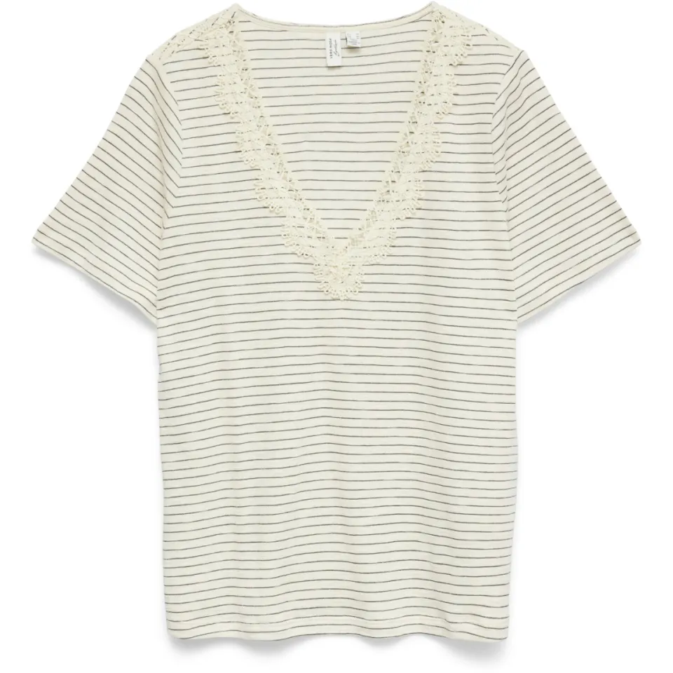 Vero Moda gestreept T-shirt met lurex ecru, foto 2