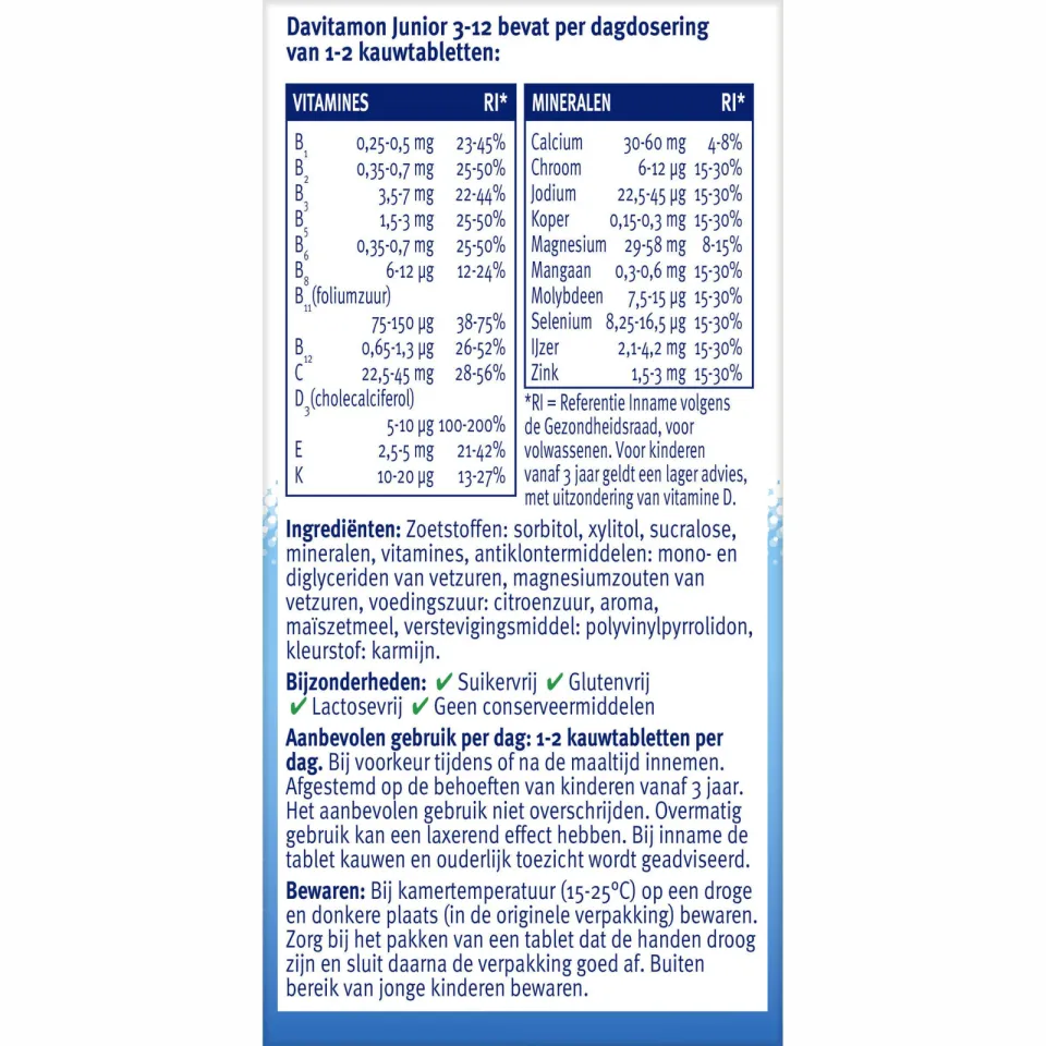 Davitamon Junior 3+ kauwtabletten framboos - 60 stuks, foto 6