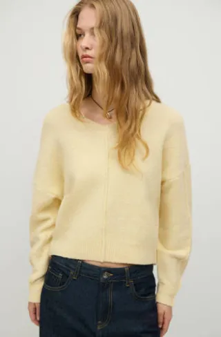 Mango TEEN gebreide trui met wol - geel, foto 3