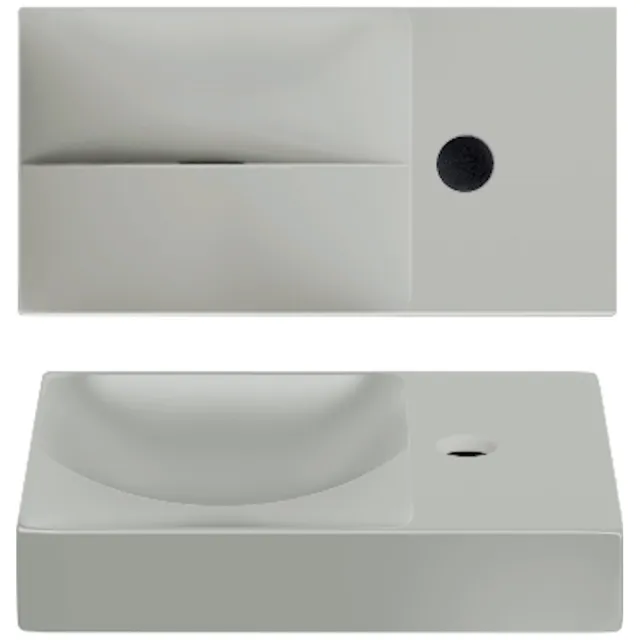 Clou Vale Fontein Met Kraangat Rechts Met Geïntegreerde Afvoer Mat Grijs Keramiek 38 cm