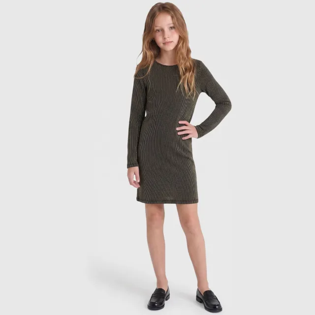 Only KIDS ONLY GIRL gestreepte midi jurk met glitters - zwart/goud
