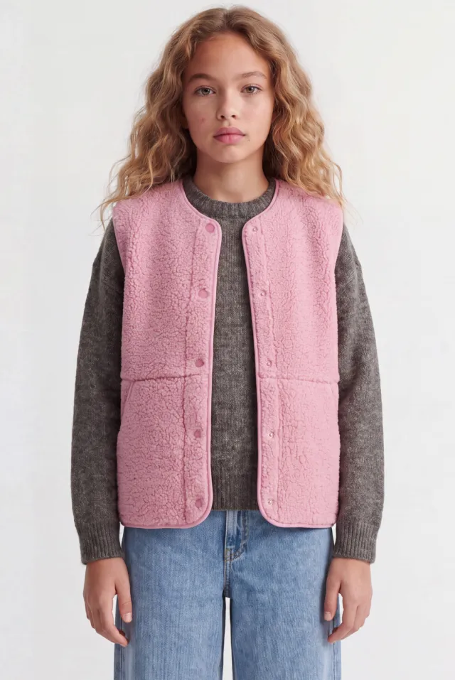 JJXX GIRL rechtvallend teddy gilet - roze, foto 6