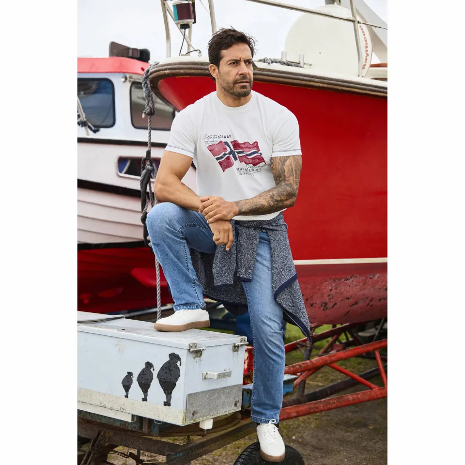 Jan Vanderstorm Balden T-shirt donkerblauw/wit 2-pack, foto 5