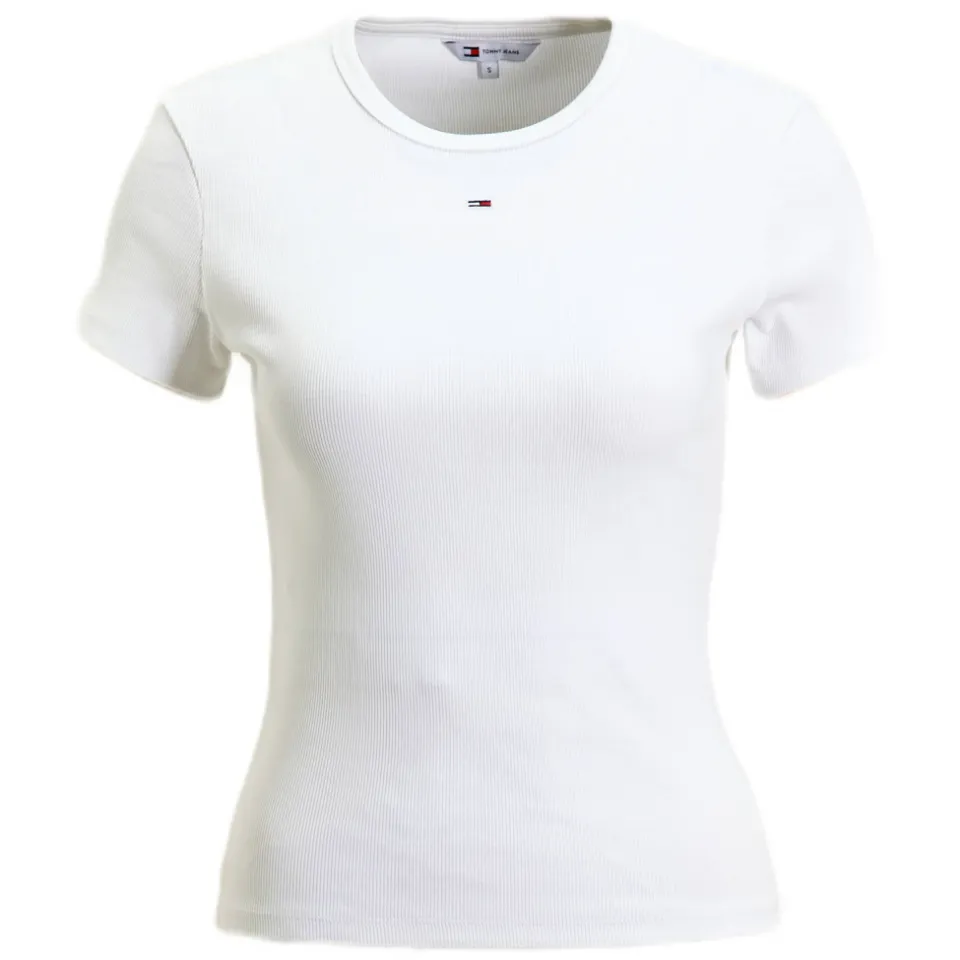 Tommy Jeans TJW Slim Essential Rib SS t-shirt wit, foto 2