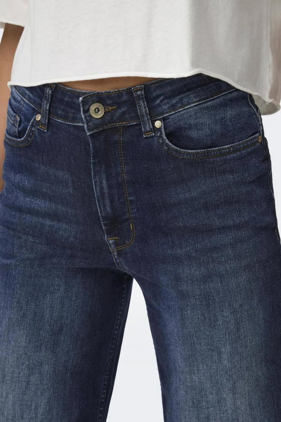 Only high waist wide leg jeans ONLMADISON dark blue denim, foto 4