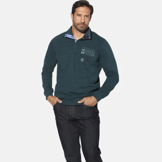 Jan Vanderstorm +FIT Collectie MAGNUSDAL gestreepte sweater Plus benzine