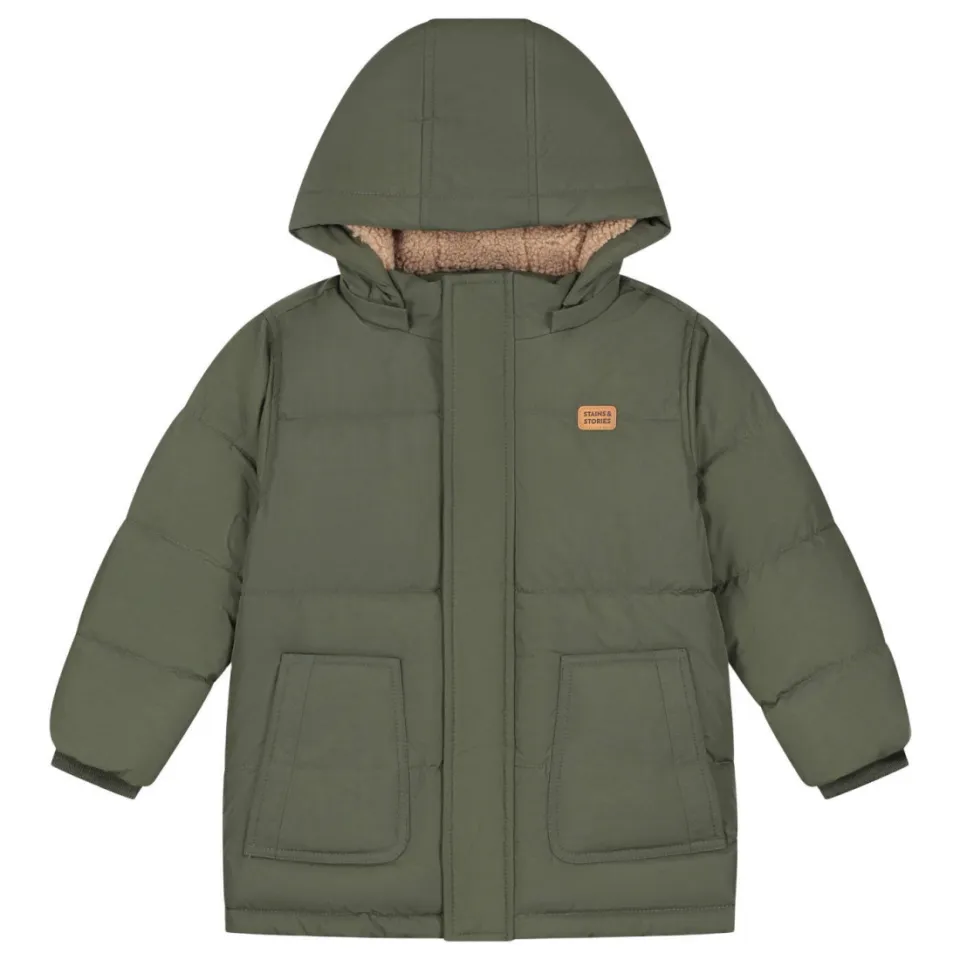 Stains&Stories winterparka armygroen, foto 2