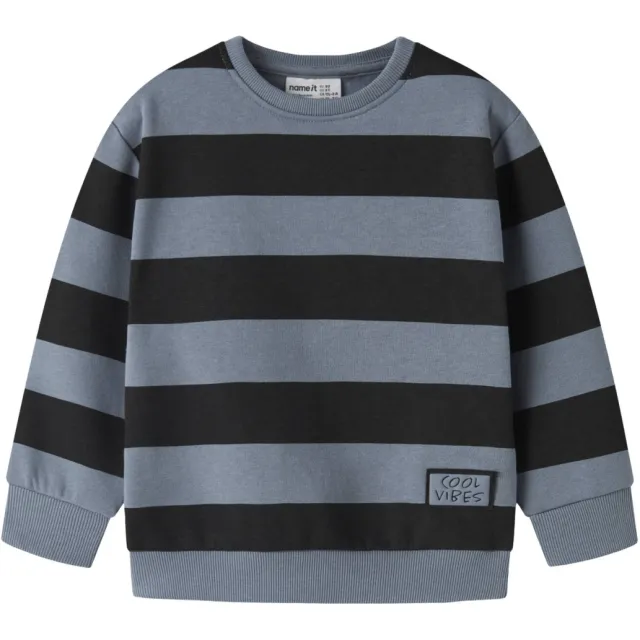 NAME IT MINI gestreepte sweater met patch blauw Blauw / zwart
