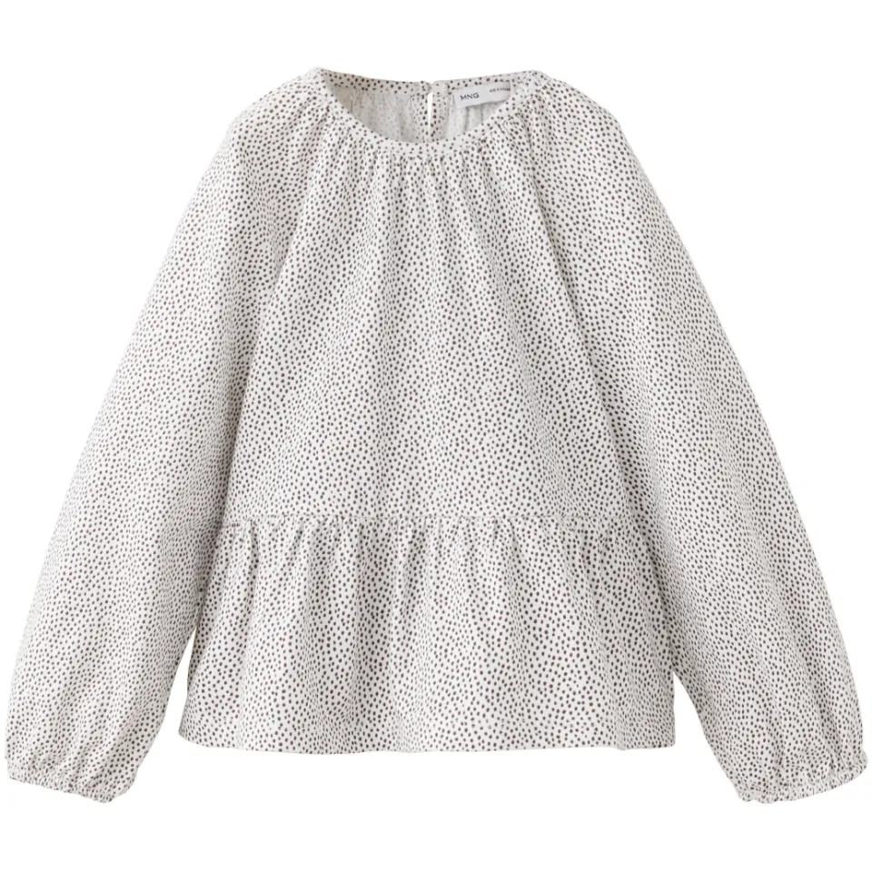 Mango blousetop met ruches en stippen wit, foto 2