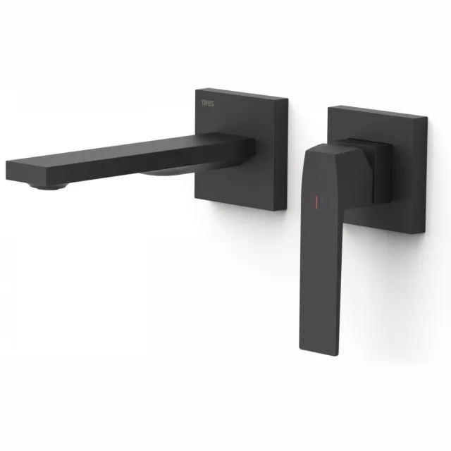Tres Slim Exclusive inbouw wastafelmengkraan rechte uitloop chroom Mat zwart