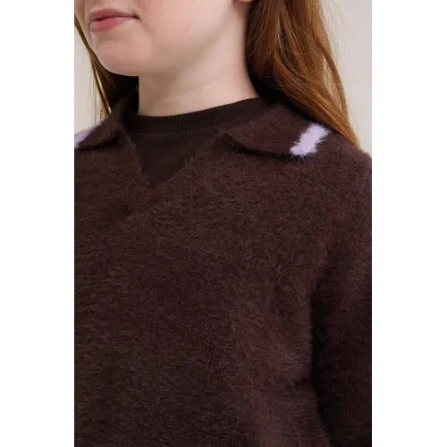 WE Fashion gebreide trui - donkerbruin/lila, foto 5