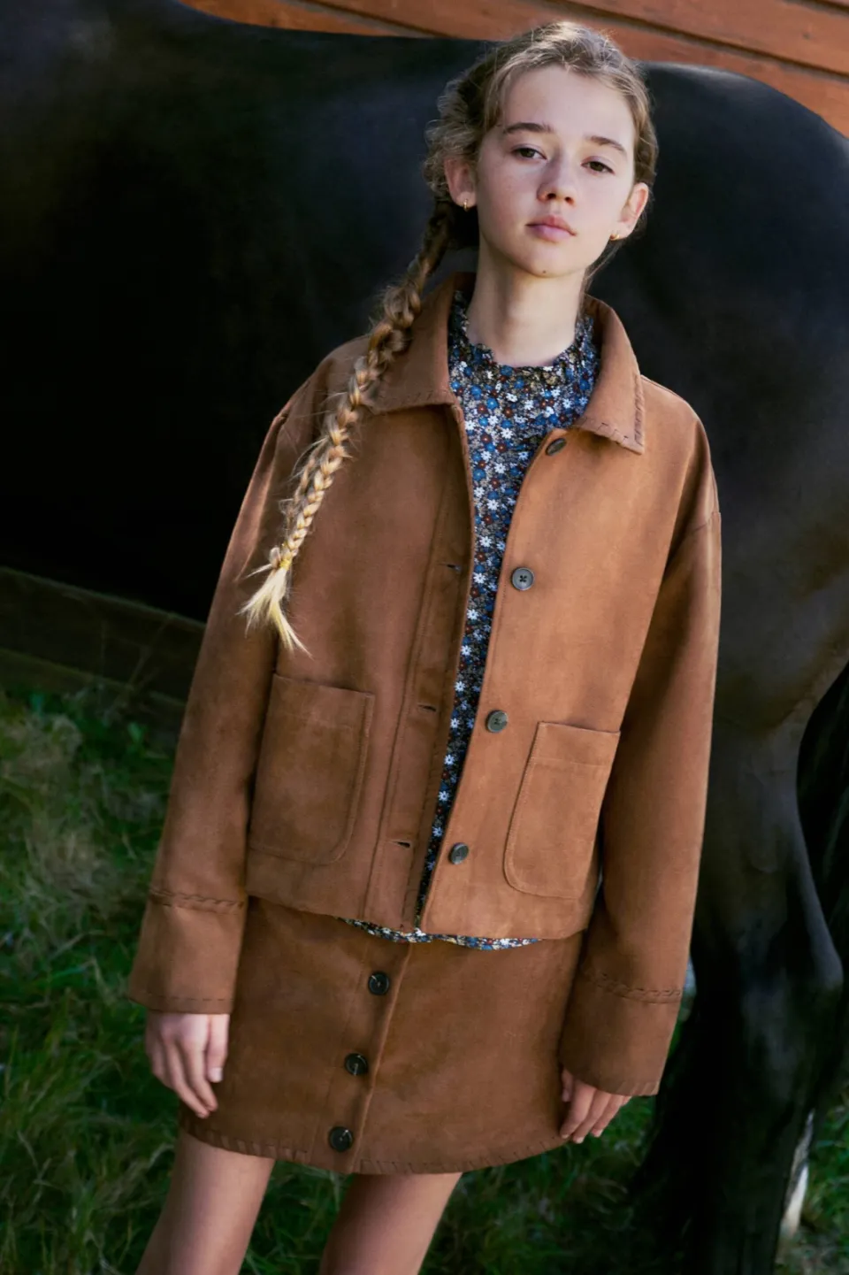 Mango Kids suède jas - bruin, foto 5