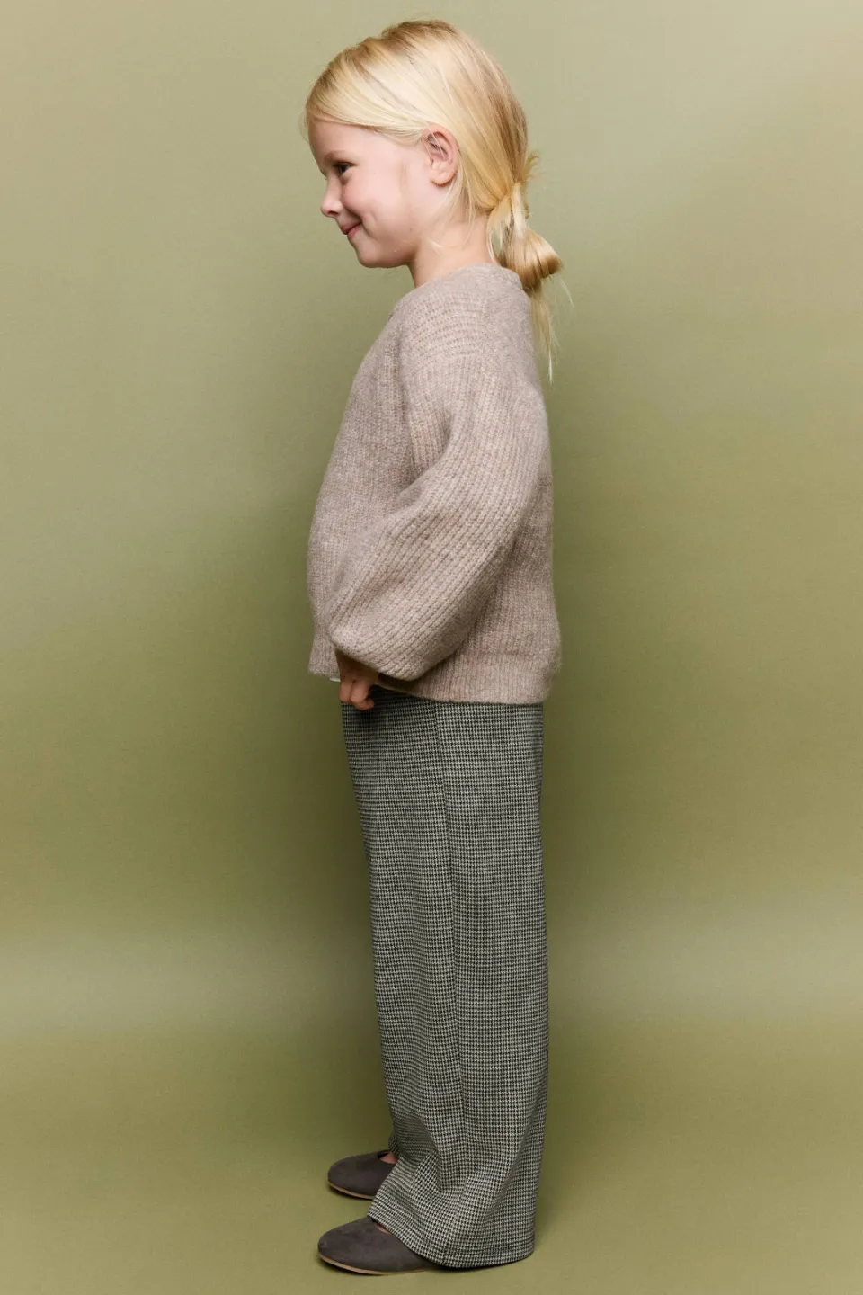 Mango pied-de-poule casual broek bruin ecru, foto 4