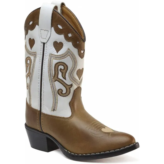 Bootstock Schoolkind leren cowboylaarzen bruin/wit