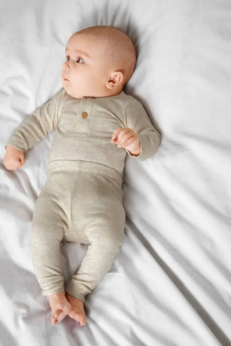 NAME IT BABY gemêleerde skinny broek NBNKAB ecru melange Beige