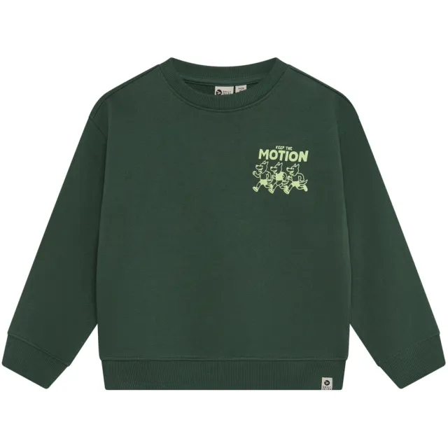 Daily7 oversized sweater met backprint - donkergroen