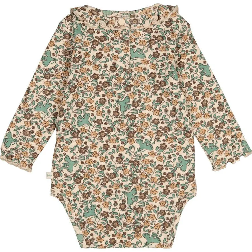 Feetje romper Lucky Bloombird - beige/groen/bruin, foto 4