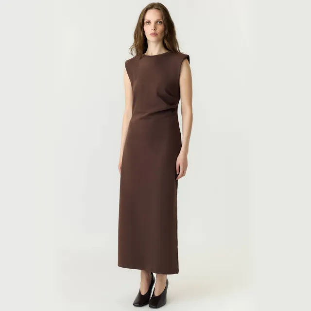 Yas Pina midi jurk bruin