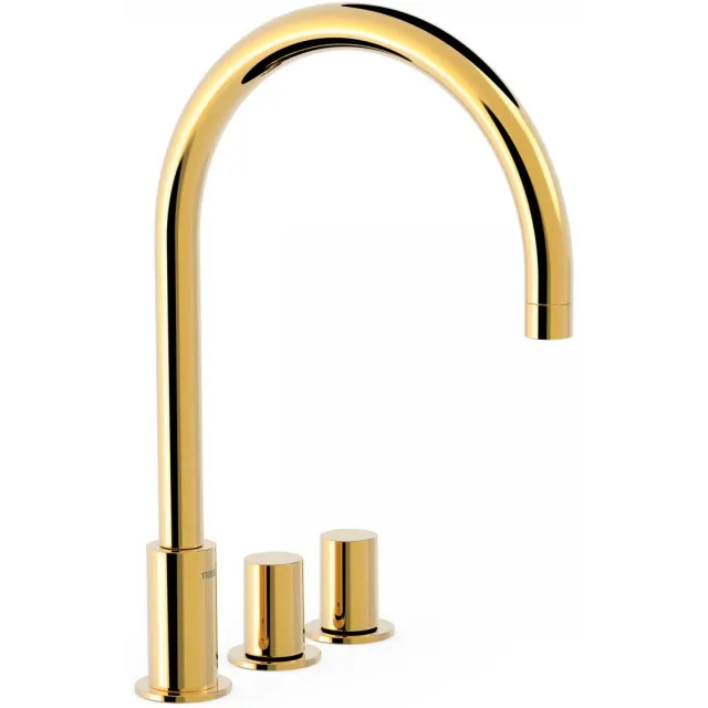 Tres Badrandkraan Tres Study Exclusive Tweeknops Uitloop Gebogen 21,5 cm Goud